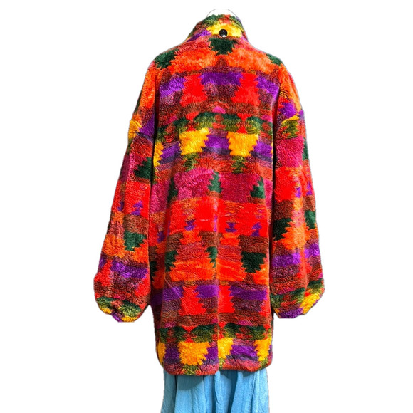 Vintage Abstract Red and Orange Teddy Jacket - Picture 13 of 13